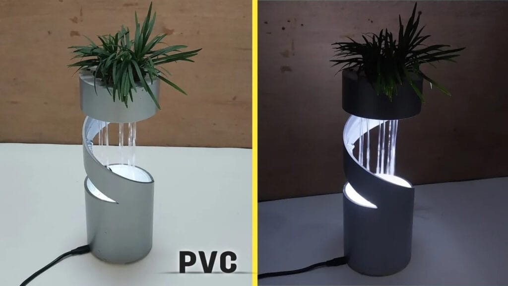 ساخت آبنمای رومیزی LED شیک با لوله‌های PVC و طراحی مارپیچ