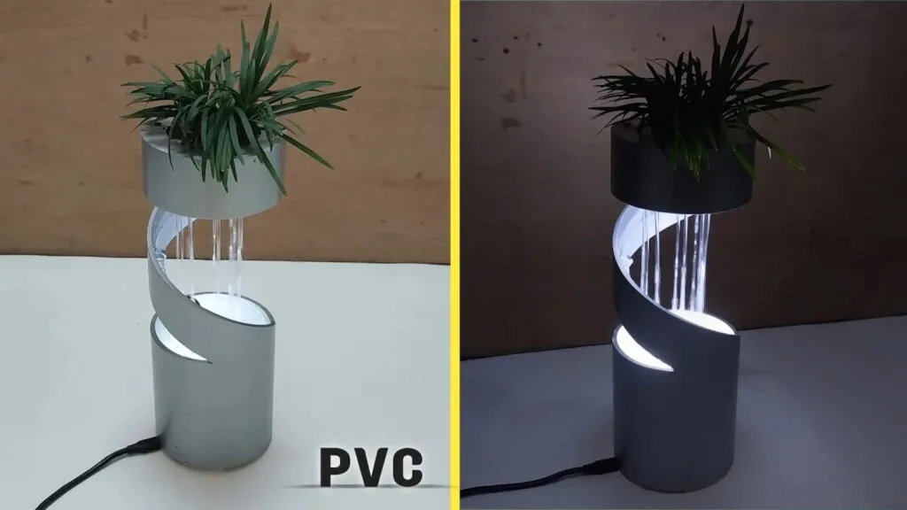 ساخت آبنمای رومیزی LED شیک با لوله‌های PVC و طراحی مارپیچ