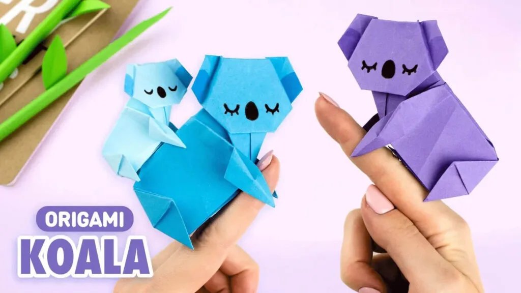آموزش اوریگامی کوالا سه بعدی بامزه با کاغذ رنگی