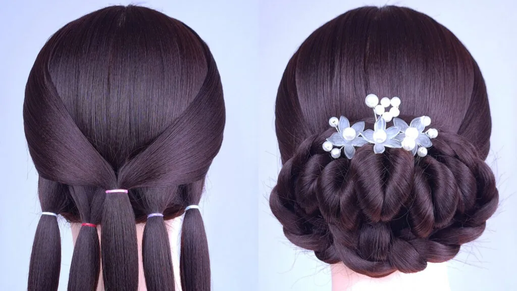 مدل مو زیبا پشت جمع با کلاچر و بافت مجلسی شیک