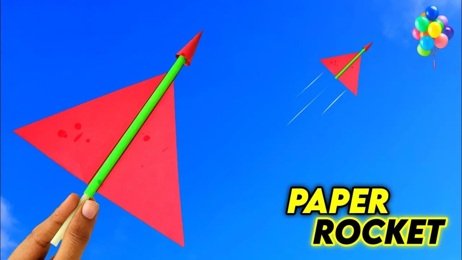 آموزش کاردستی ساده موشک فوتی با کاغذ رنگی و نی نوشابه