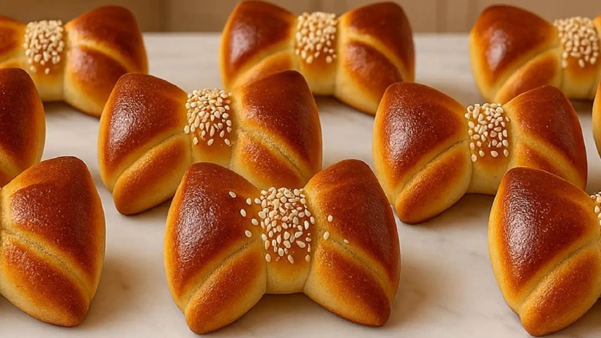 نان خانگی نرم و پفکی طلایی با تزیین کنجد