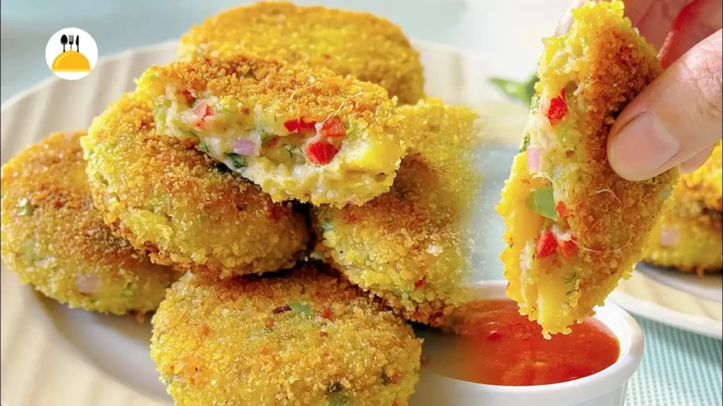 کتلت سیب زمینی خانگی ترد با پوشش آرد سوخاری طلایی