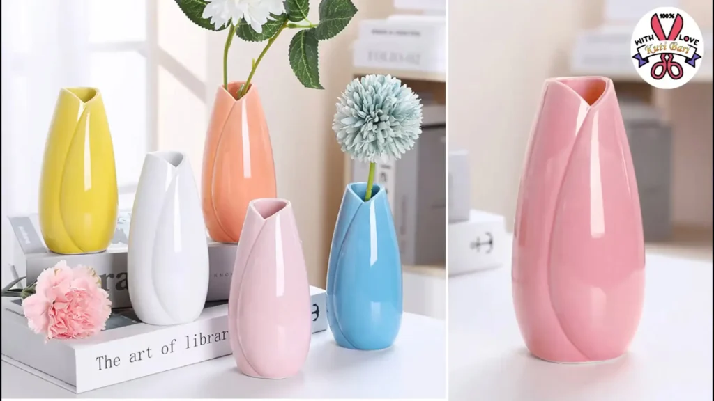 گلدان دکوری ساخته شده با استفاده از بطری پلاستیکی و گچ