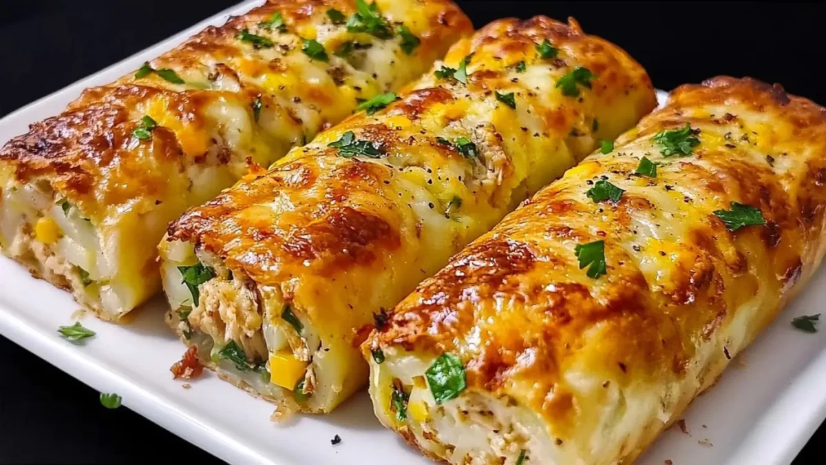 طرز تهیه رولت سیب زمینی با مرغ و پنیر پیتزا پر شده با ذرت و سبزیجات معطر