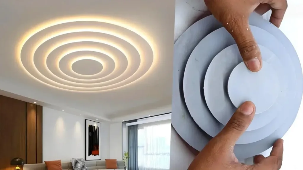 آموزش ساخت چراغ سقفی دکوراتیو با برش حلقههای PVC و نصب نوارهای الایدی