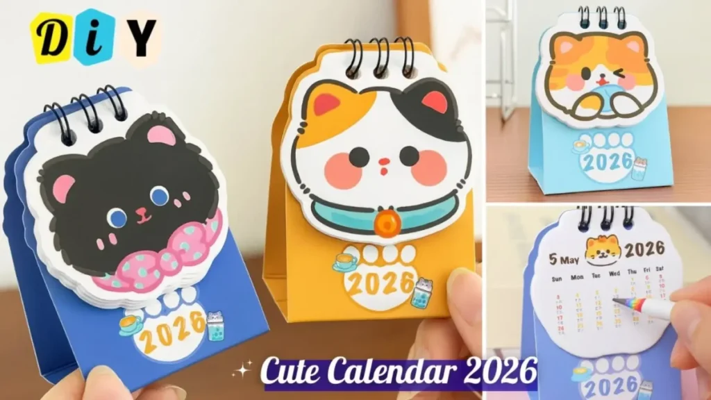 تقویم رومیزی دست‌ساز DIY با طرح کارتونی حیوانات، تقویم فانتزی سال جدید
