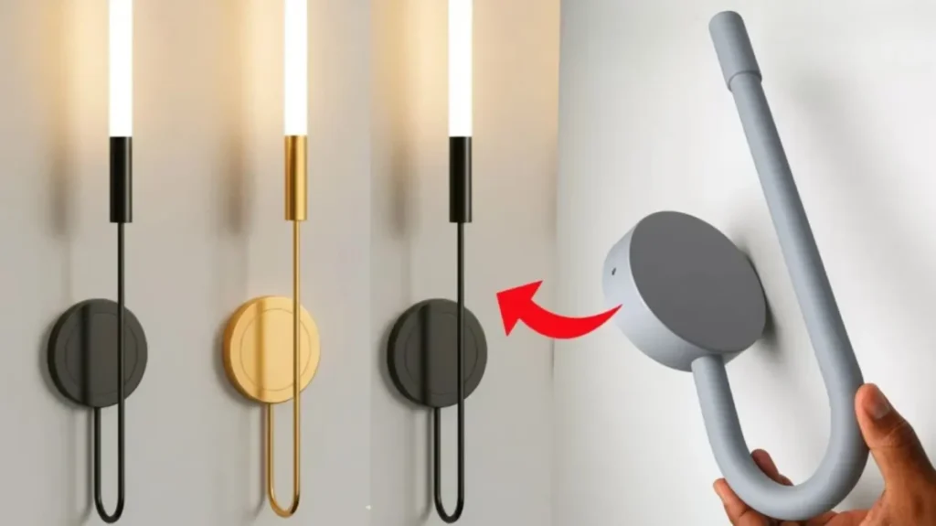 آموزش ساخت چراغ دیواری مدرن با لوله PVC، تبدیل لوله پلیکا به دیوارکوب لوکس طلایی و مشکی، ایده خلاقانه ساخت چراغ خواب با لوله آب خم شده.