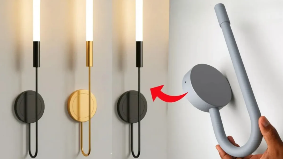 آموزش ساخت چراغ دیواری مدرن با لوله PVC، تبدیل لوله پلیکا به دیوارکوب لوکس طلایی و مشکی، ایده خلاقانه ساخت چراغ خواب با لوله آب خم شده.