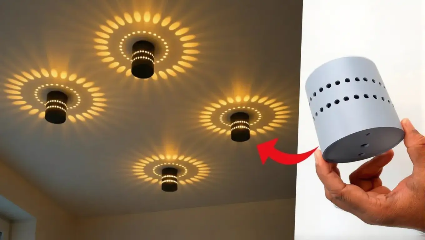 آموزش ساخت چراغ سقفی دکوراتیو و مدرن با لوله PVC و ایجاد رقص نور روی سقف