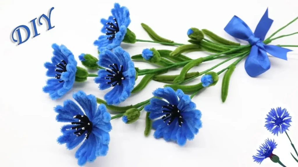 آموزش ساخت شاخه گل آبی فانتزی با پیپ کلینر (پیپ پاک کن)
